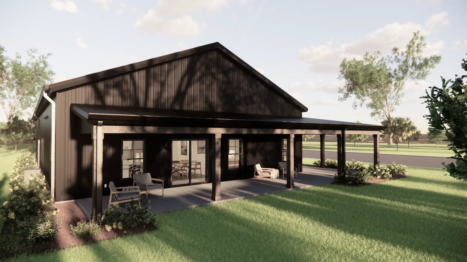 Armani barndominium side exterior