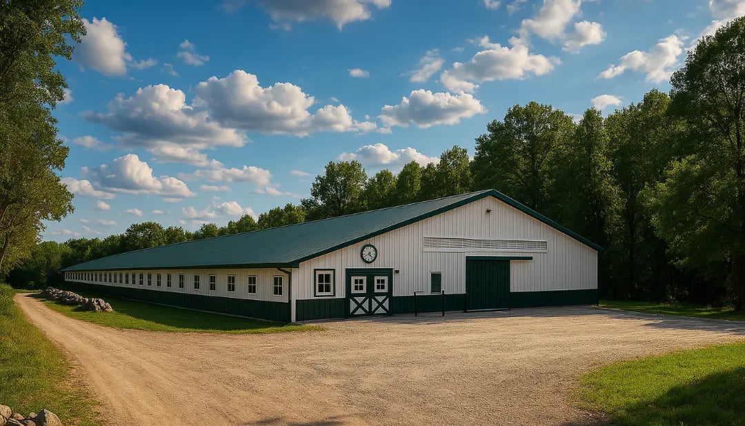 Commercial clear-span steel horse arena